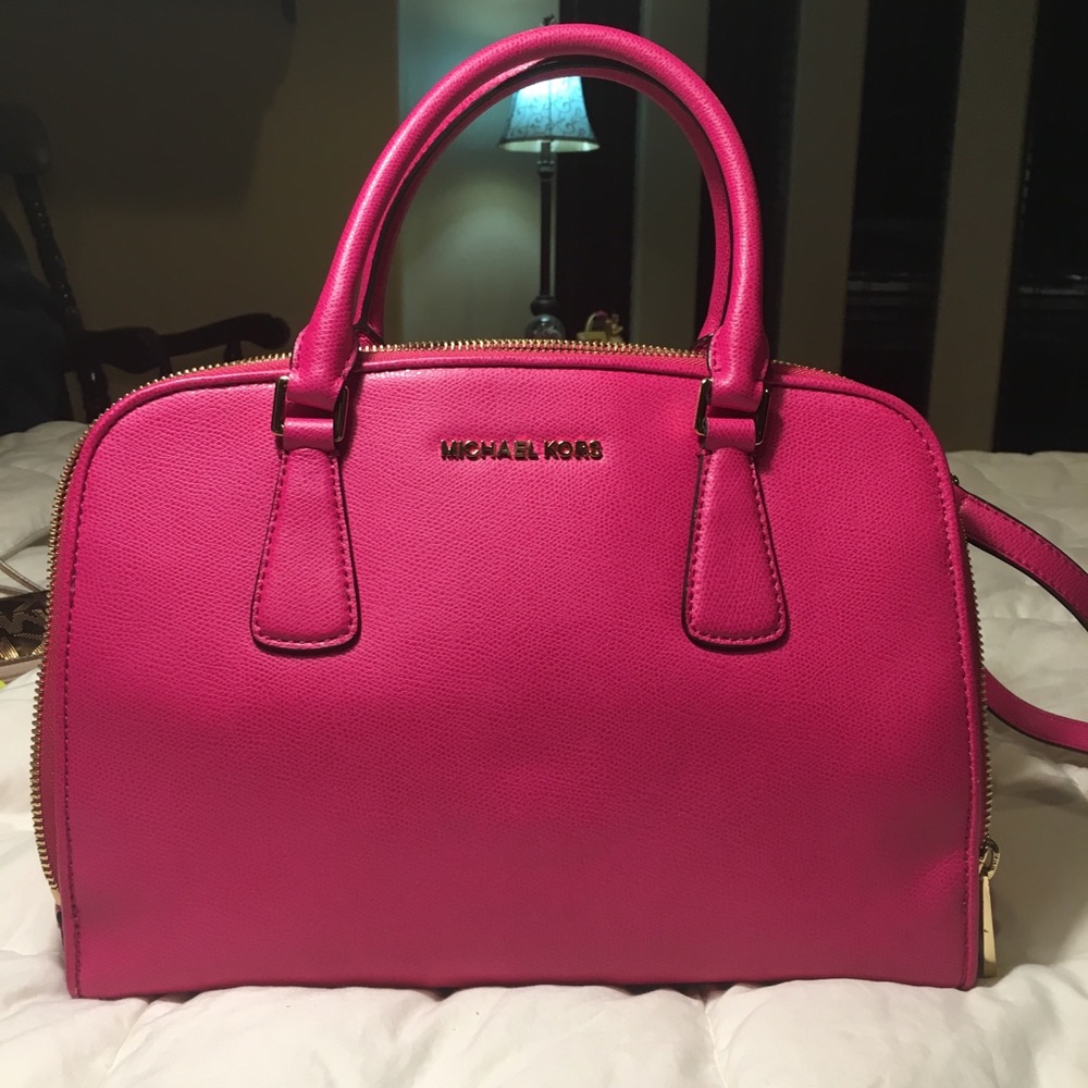 Michael Kors hot pink leather tote authent…